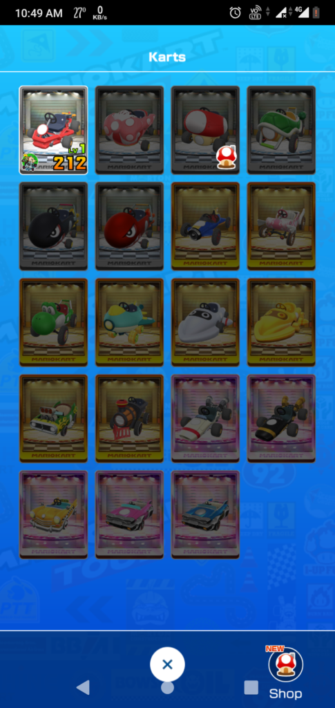 Various karts in Mario Kart Tour game