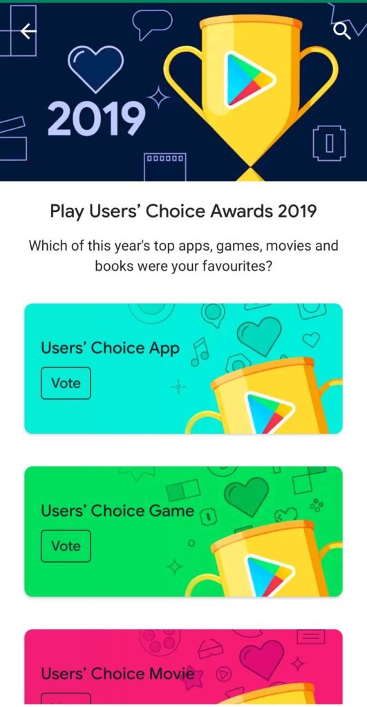  Users Choice Awards in Play Store are Open Now, Vote your Favorite APP