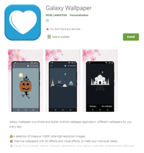 Galaxy Wallpaper malware app