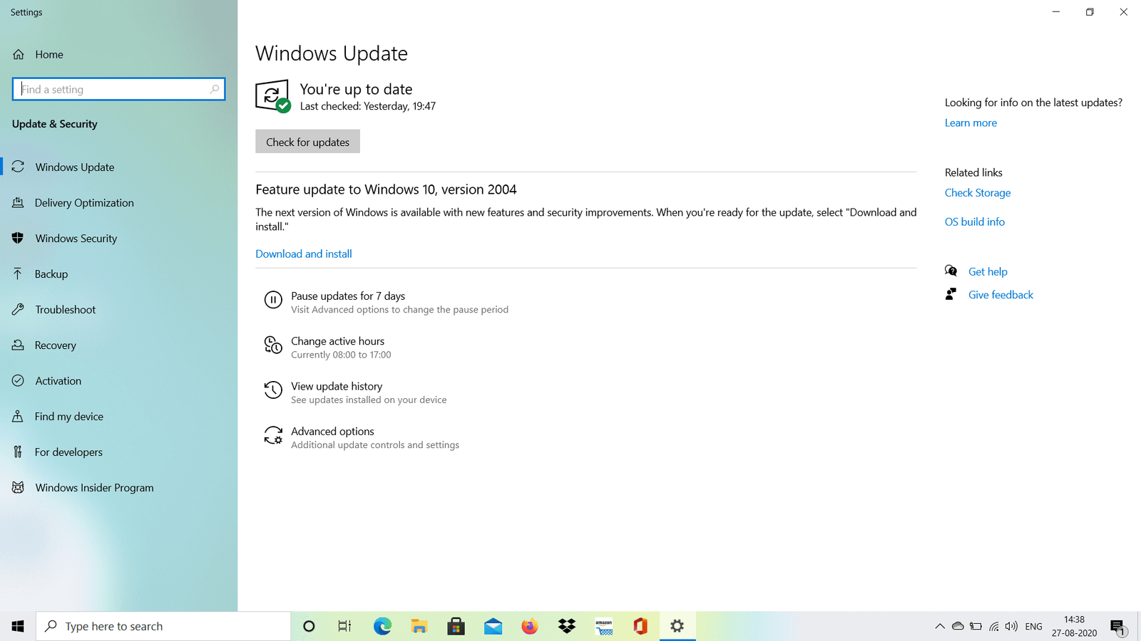 windows 10 2004 update